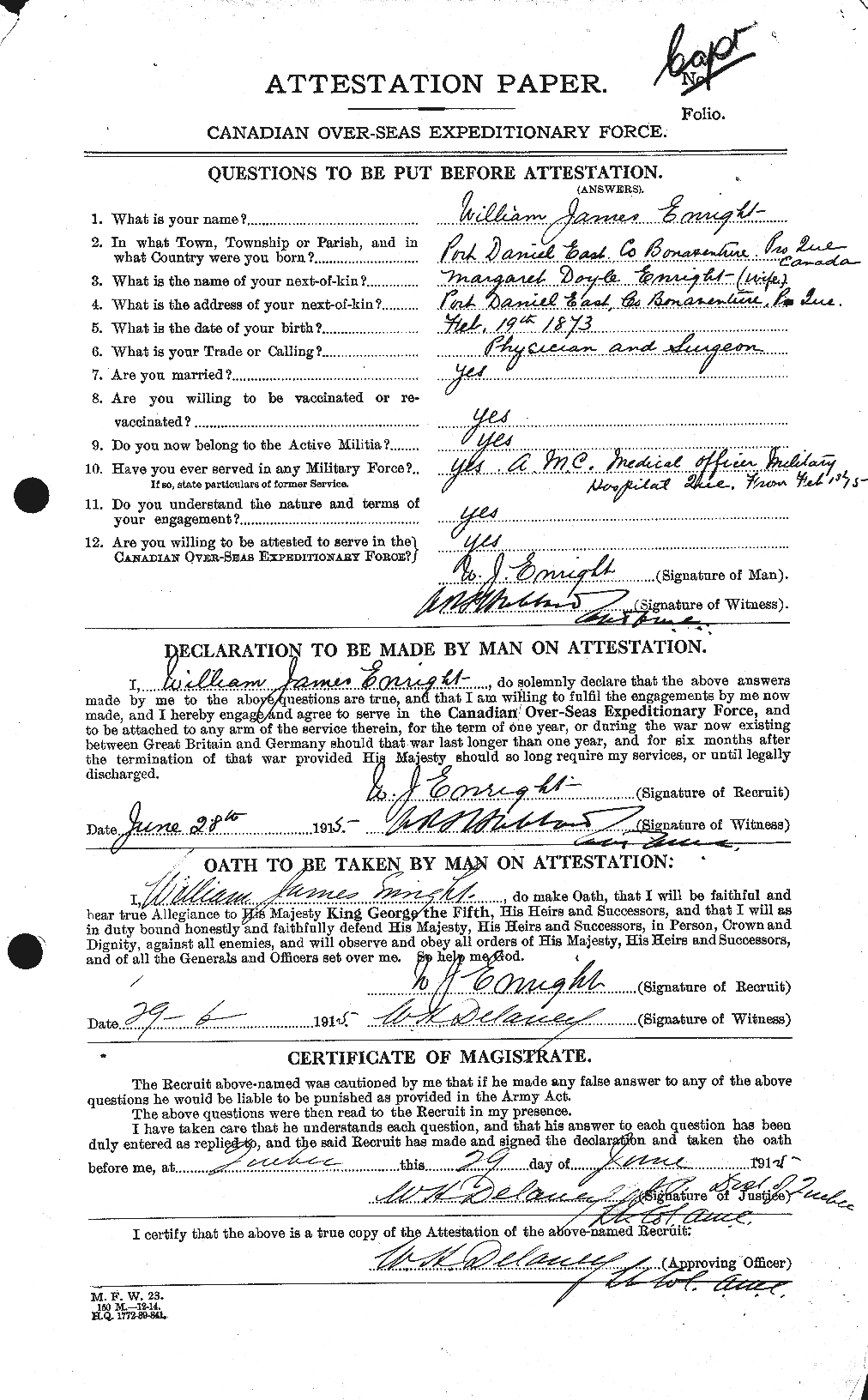Personnel Records of the First World War - CEF 312023a