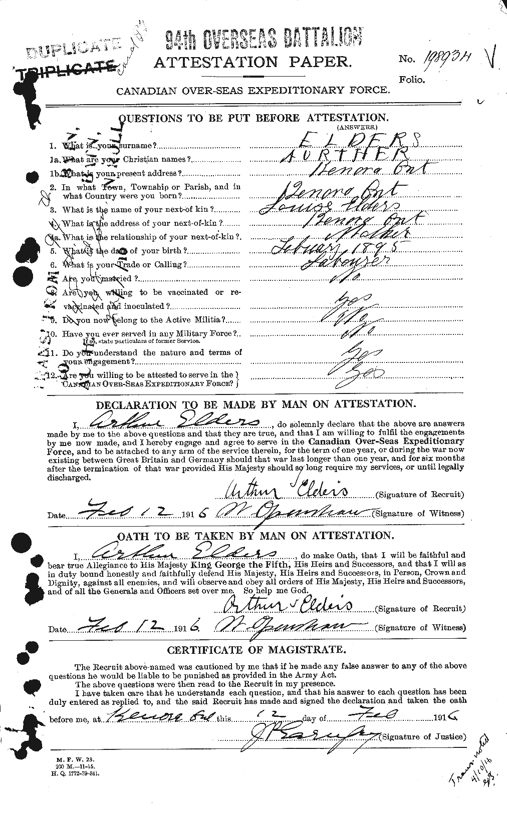 Personnel Records of the First World War - CEF 312394a