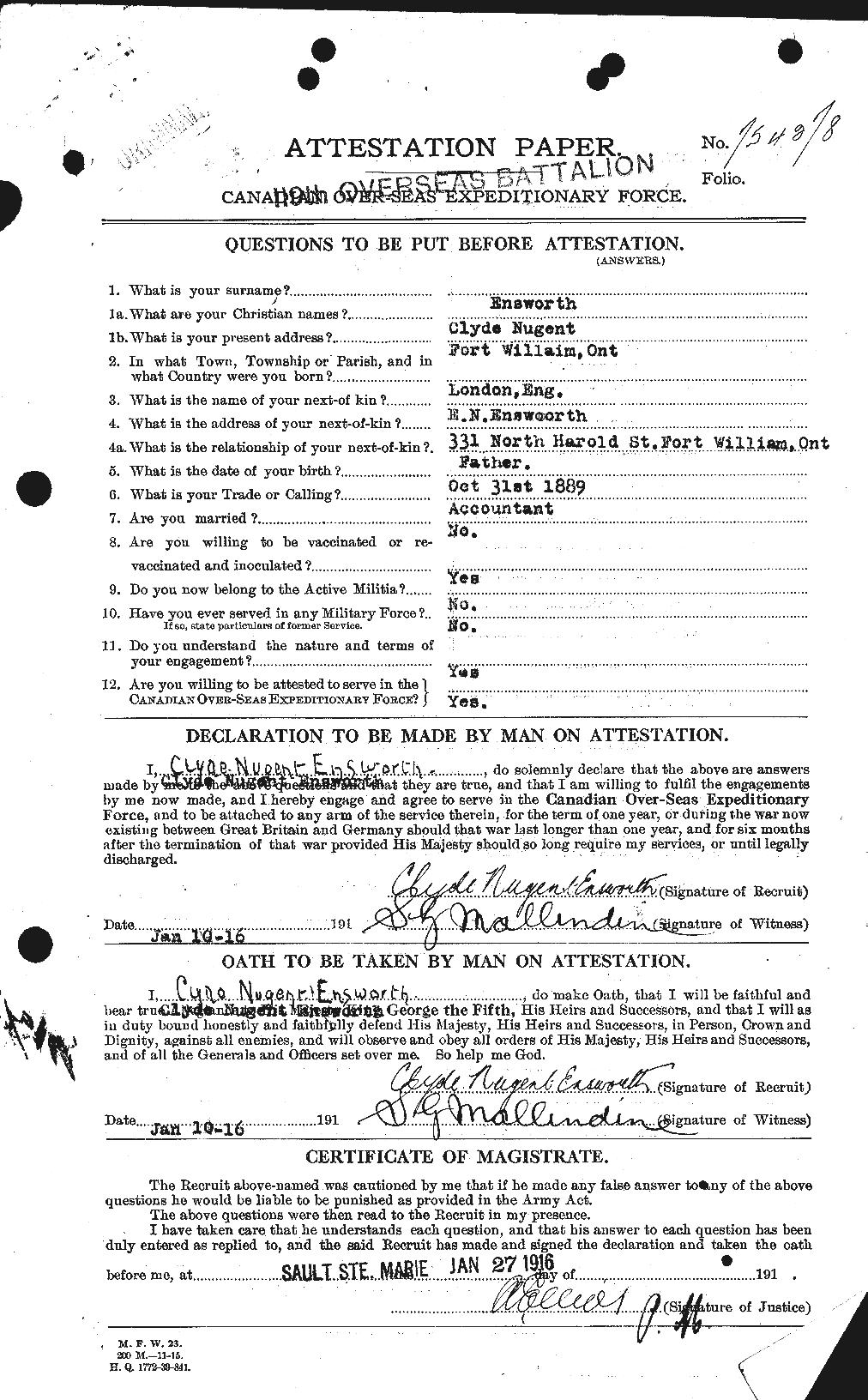 Personnel Records of the First World War - CEF 312424a