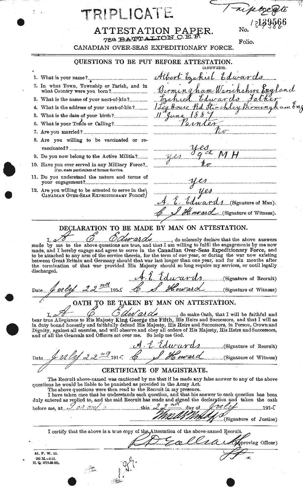 Personnel Records of the First World War - CEF 313092a