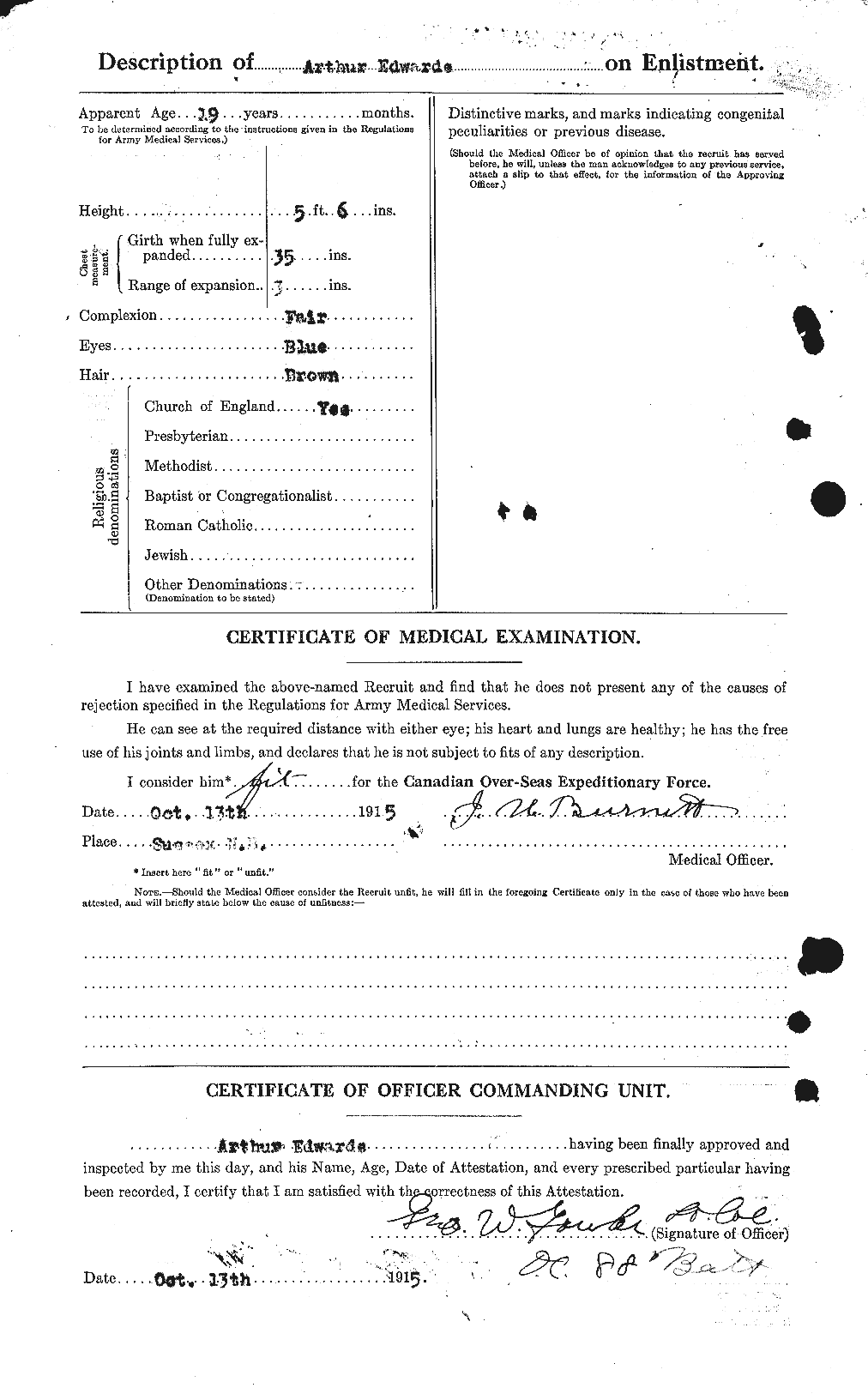 Dossiers du Personnel de la Première Guerre mondiale - CEC 313129b