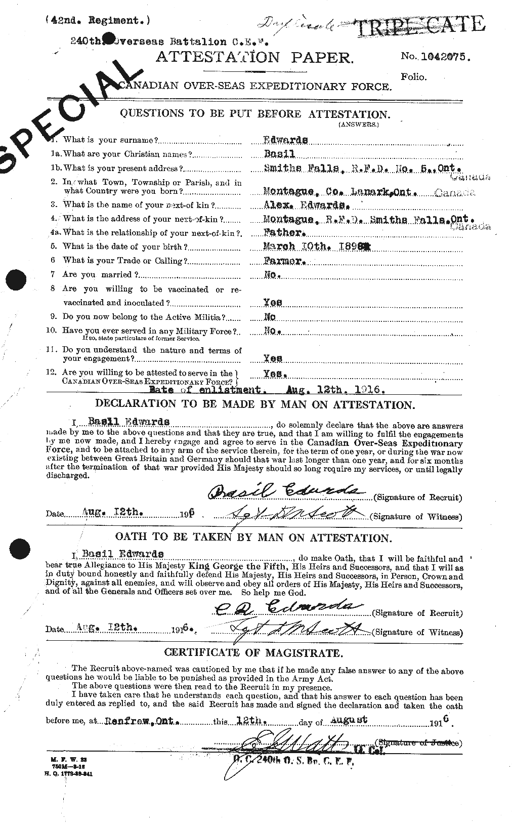 Personnel Records of the First World War - CEF 313146a