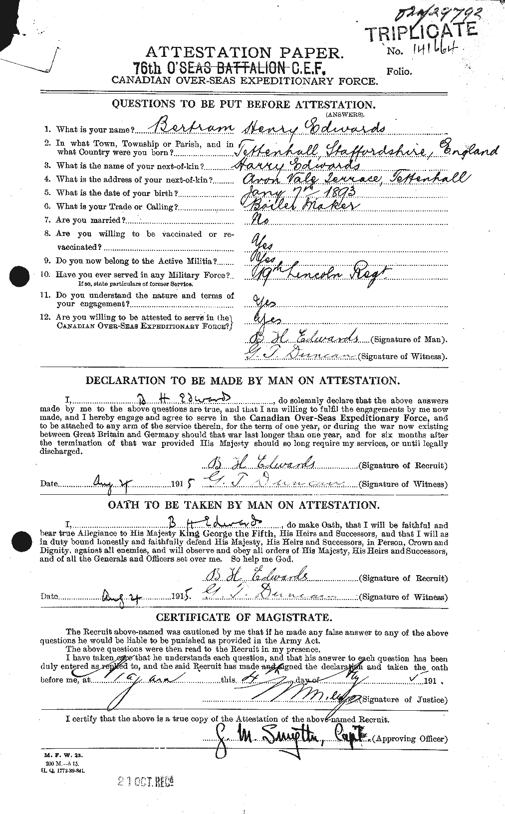 Personnel Records of the First World War - CEF 313150a