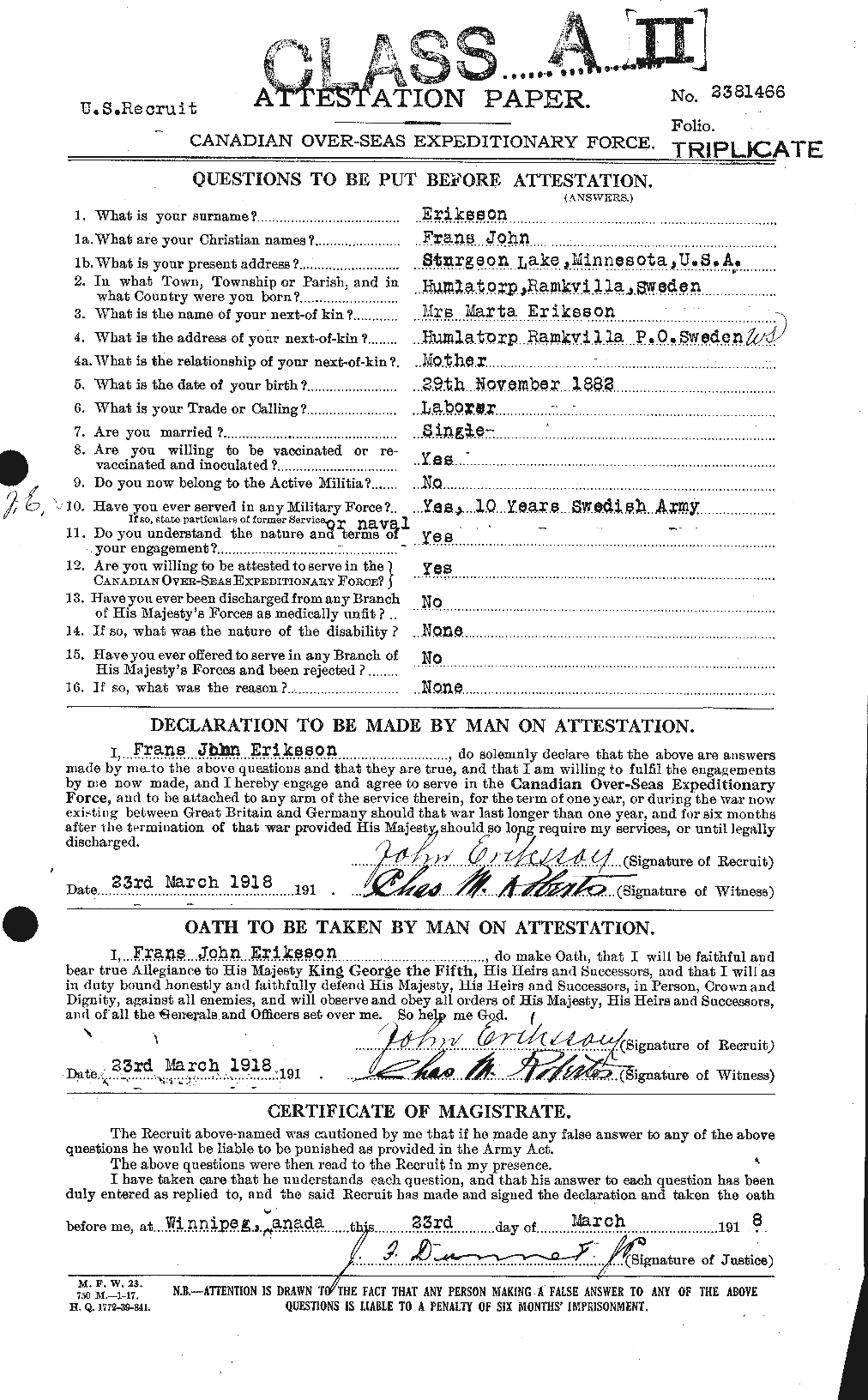 Personnel Records of the First World War - CEF 313467a