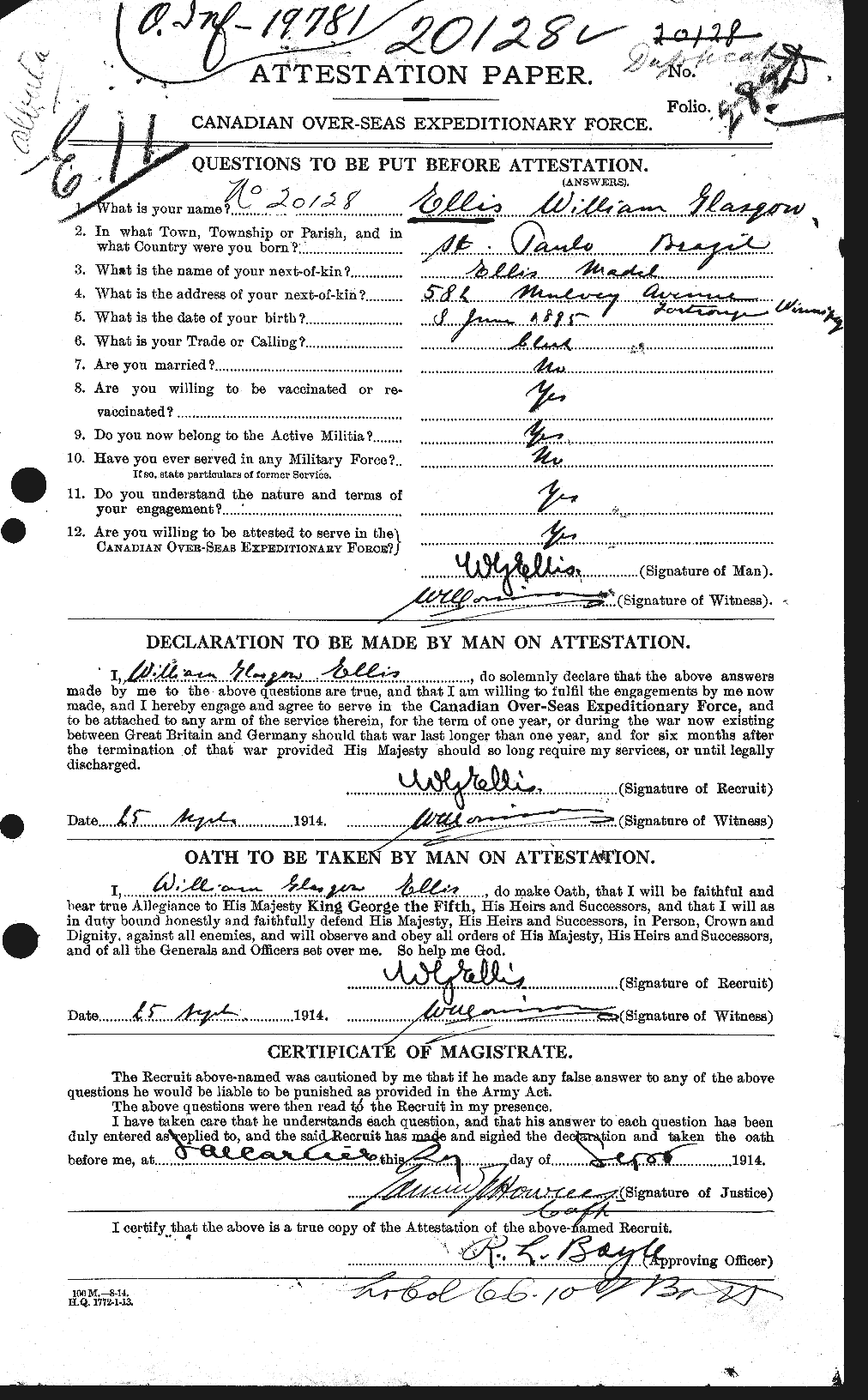 Personnel Records of the First World War - CEF 313696a