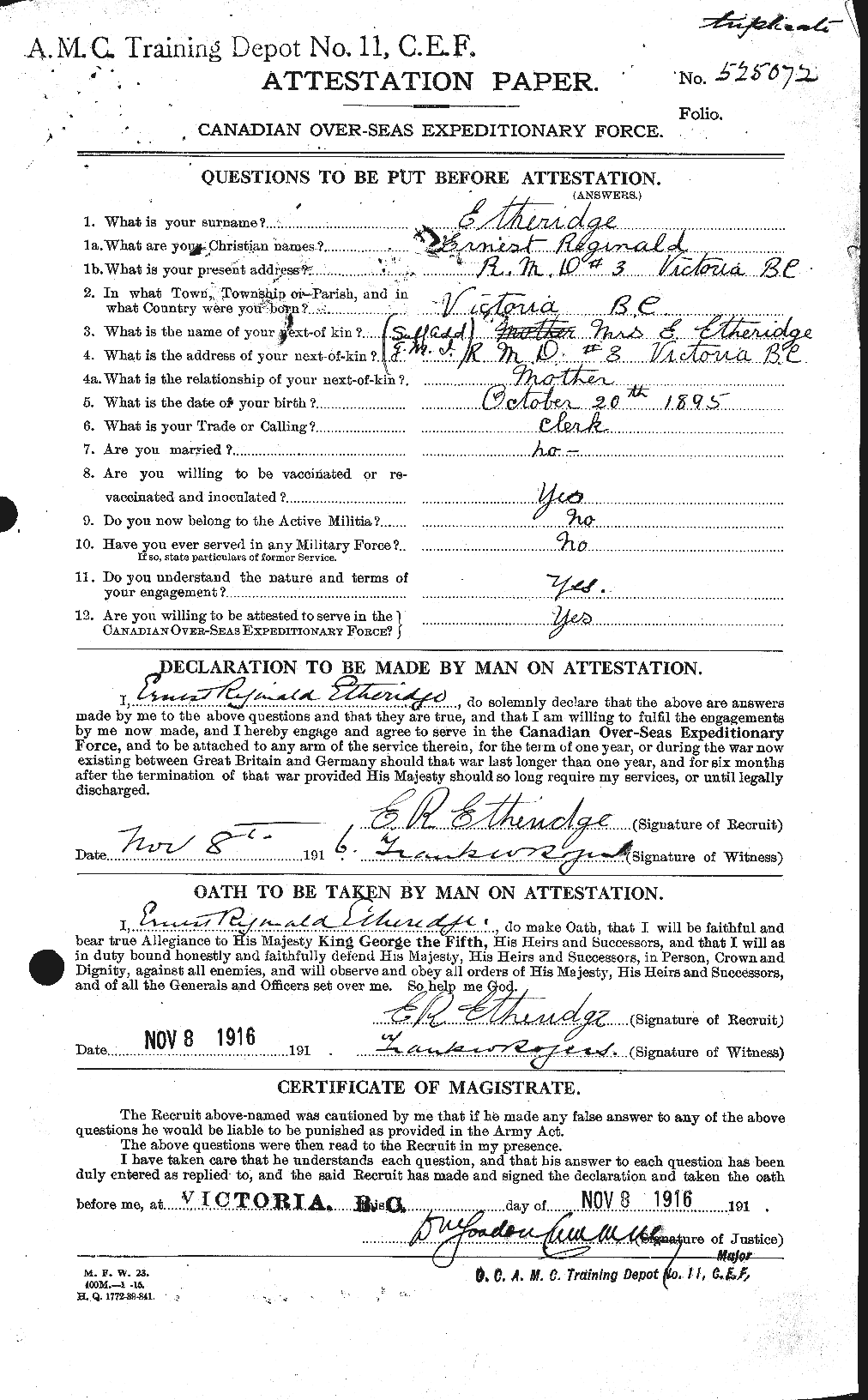 Personnel Records of the First World War - CEF 313738a