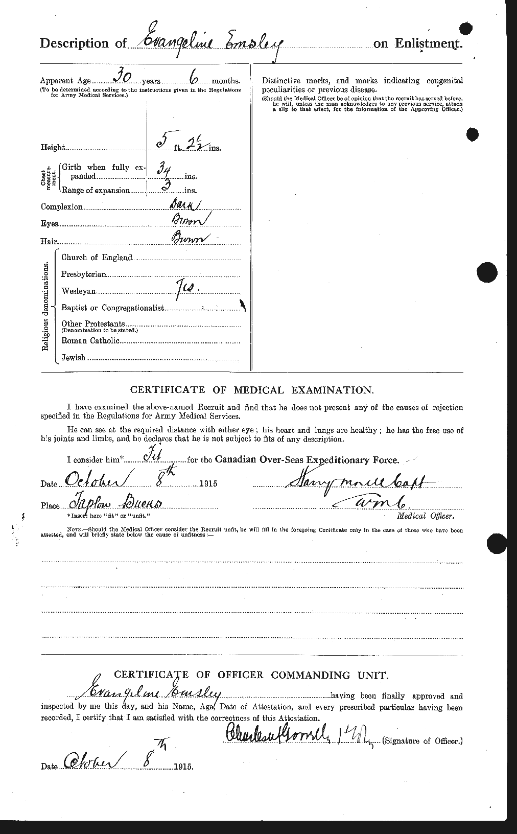 Dossiers du Personnel de la Première Guerre mondiale - CEC 313849b