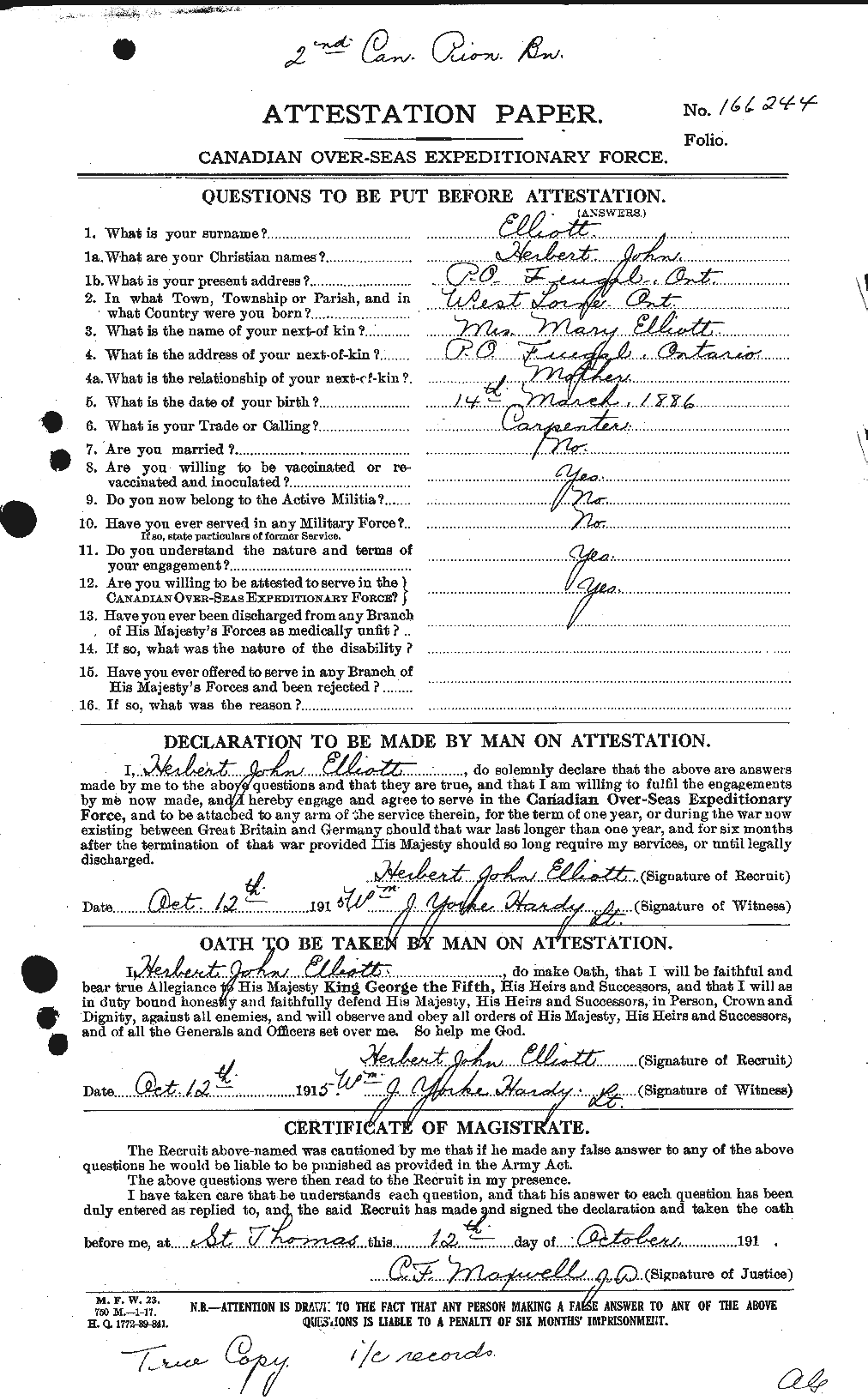 Personnel Records of the First World War - CEF 314349a