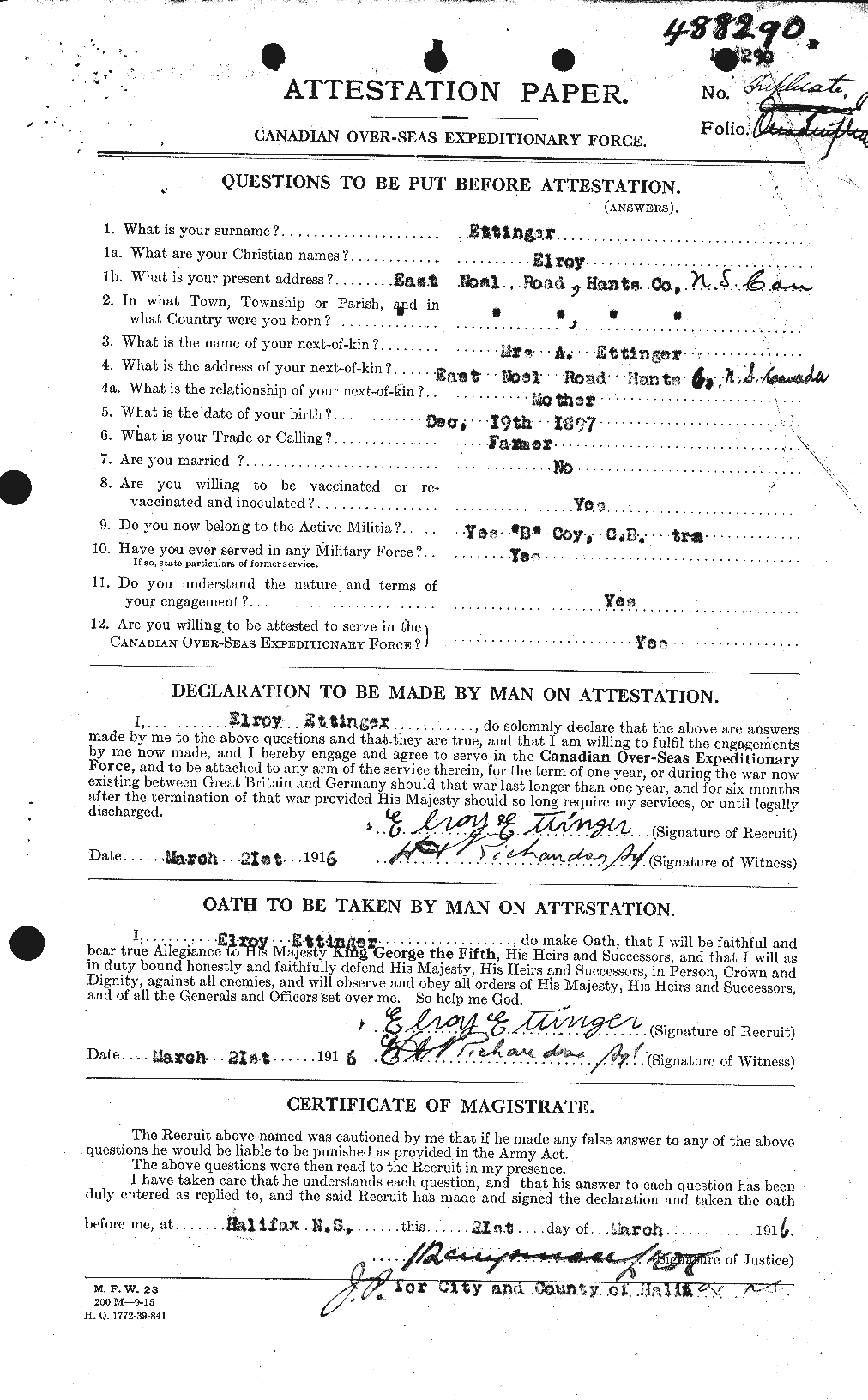 Personnel Records of the First World War - CEF 314763a