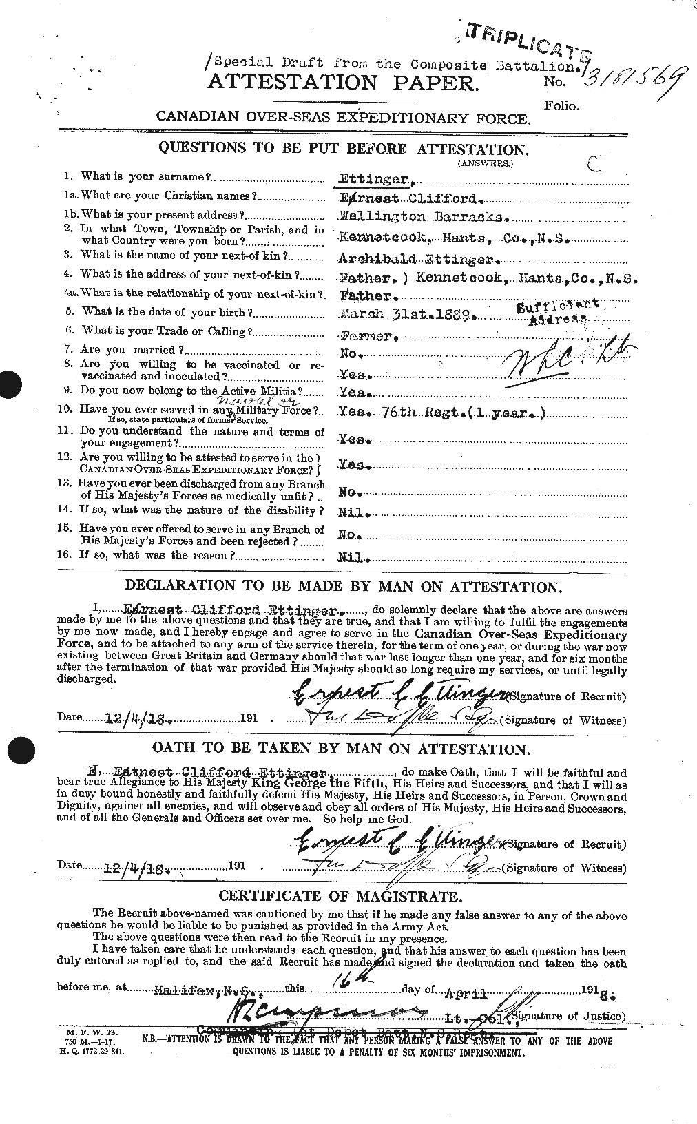 Personnel Records of the First World War - CEF 314765a