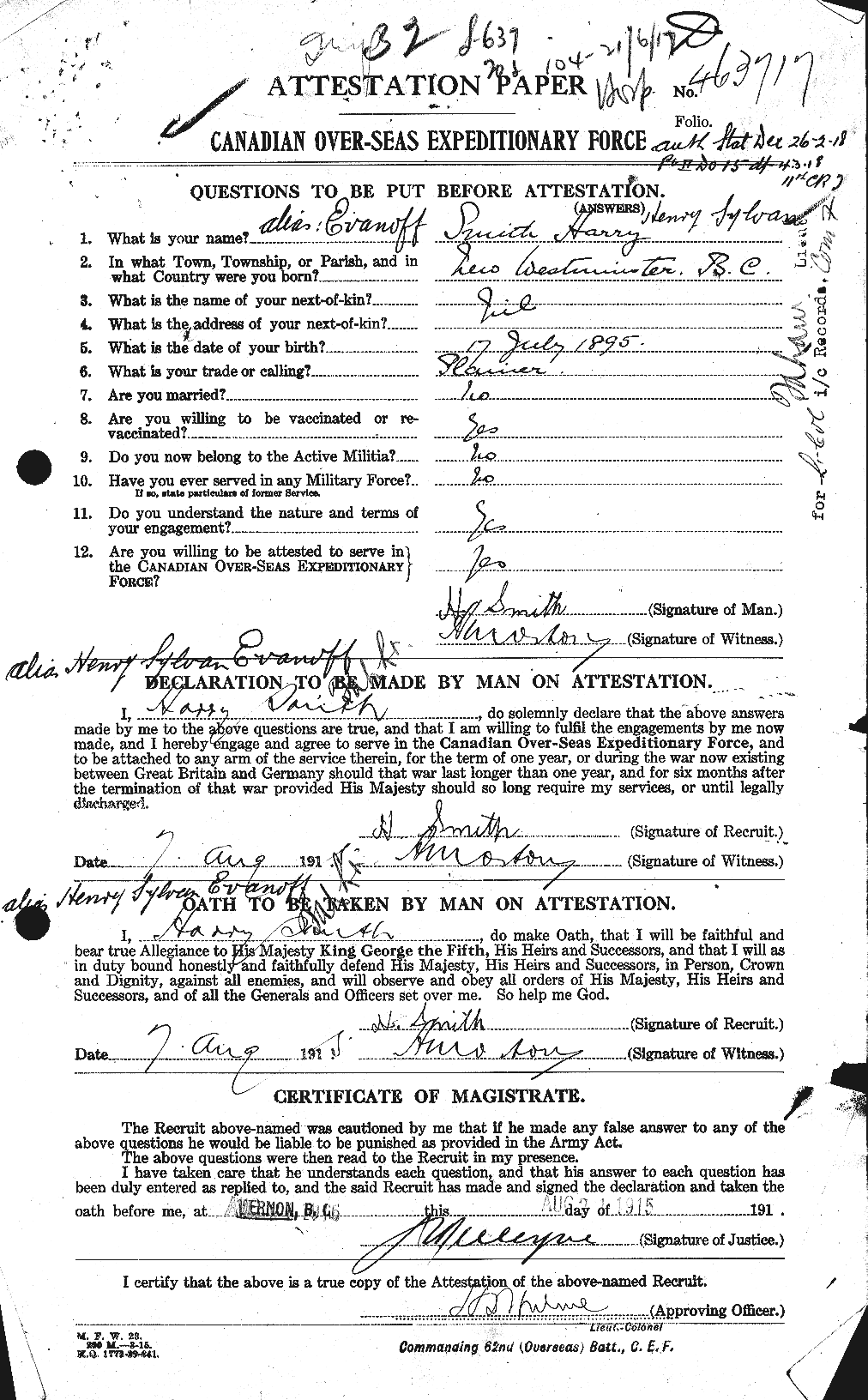 Personnel Records of the First World War - CEF 314827a