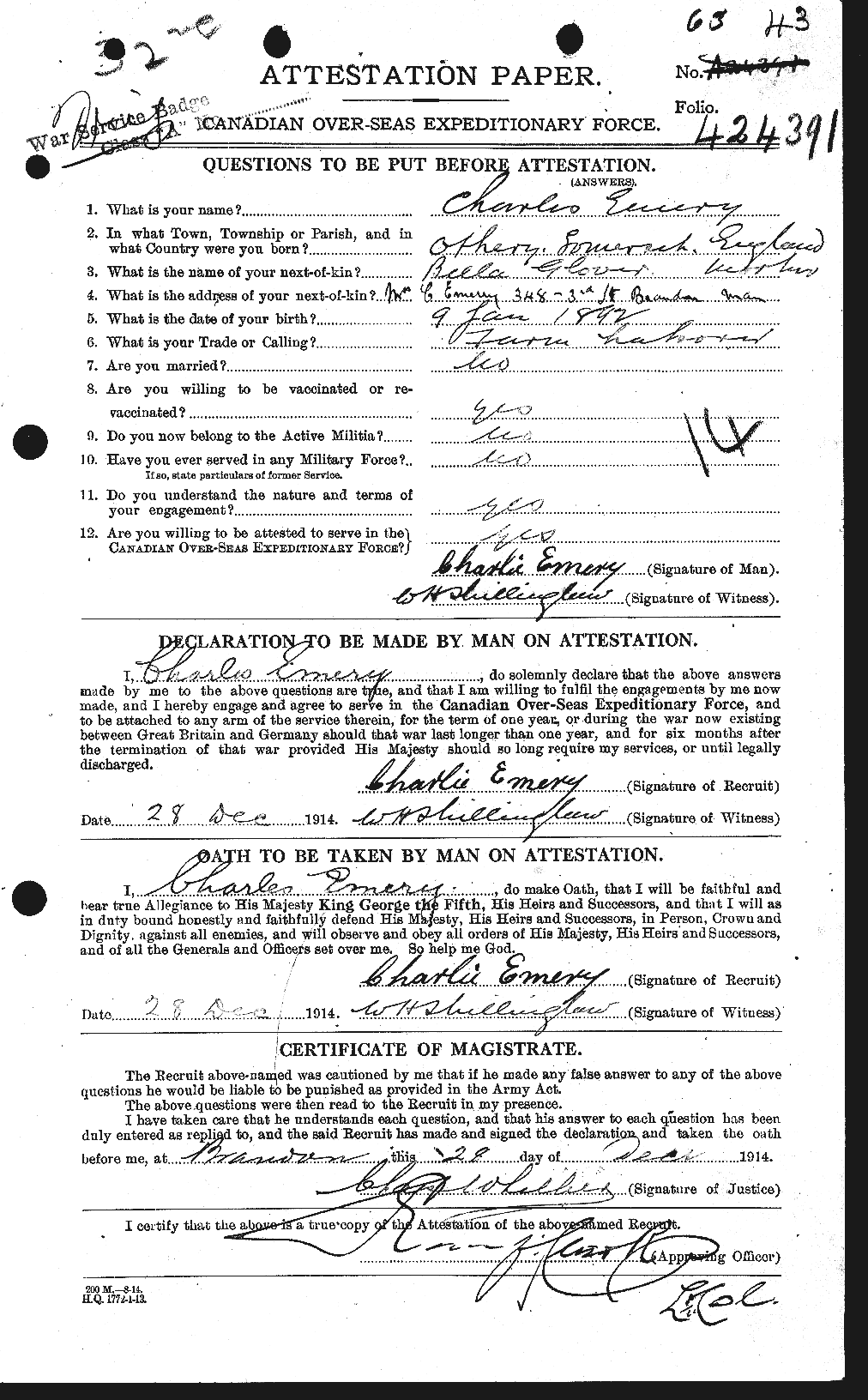 Personnel Records of the First World War - CEF 315241a