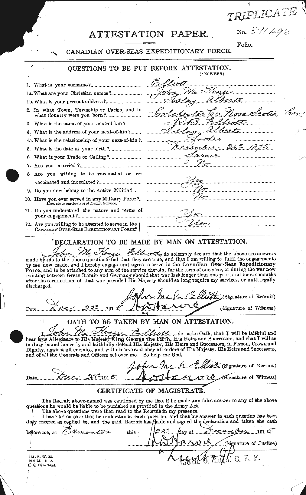 Personnel Records of the First World War - CEF 315364a