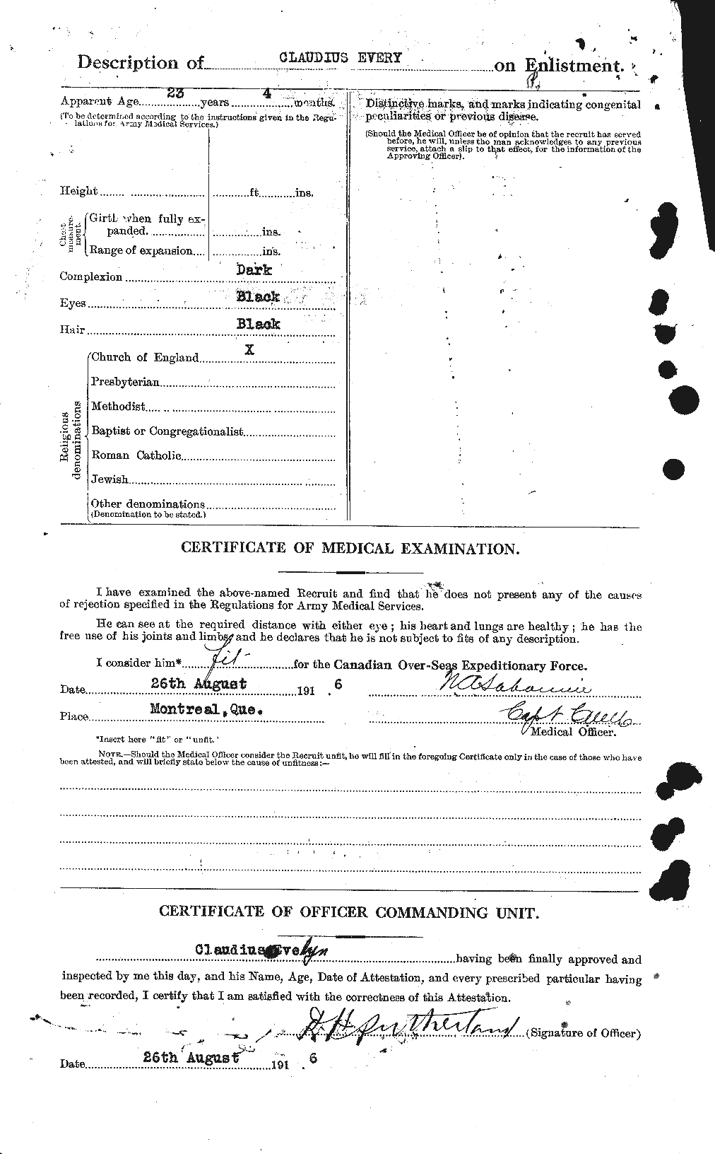 Dossiers du Personnel de la Première Guerre mondiale - CEC 315717b