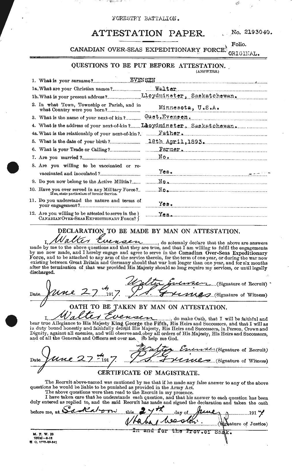 Personnel Records of the First World War - CEF 315741a