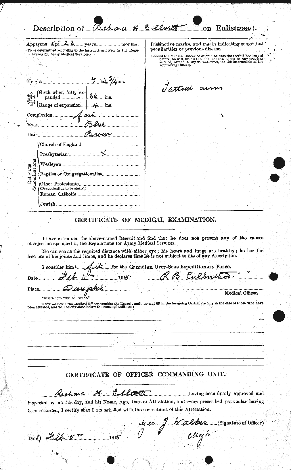 Dossiers du Personnel de la Première Guerre mondiale - CEC 316058b