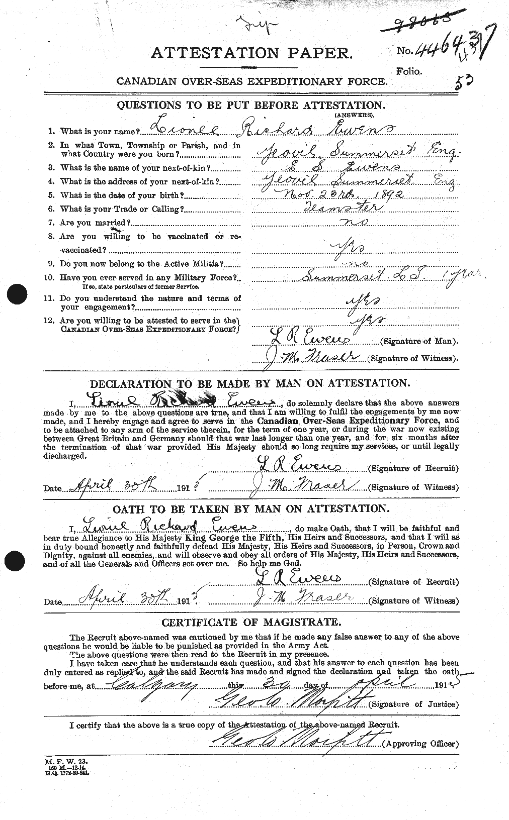 Personnel Records of the First World War - CEF 316205a