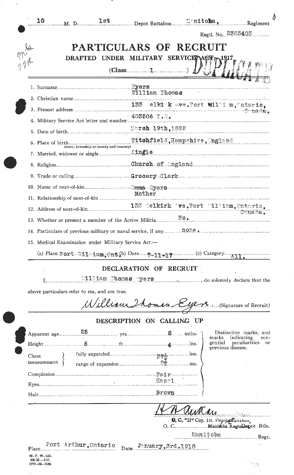 Personnel Records of the First World War - CEF 316374a