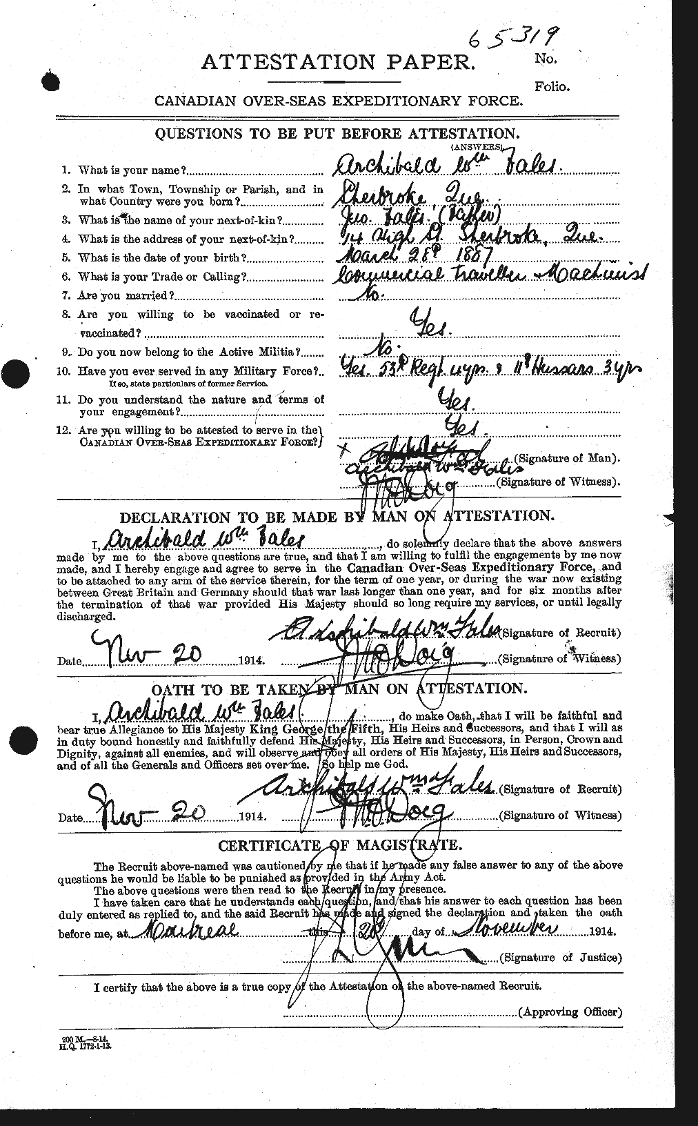 Personnel Records of the First World War - CEF 317030a