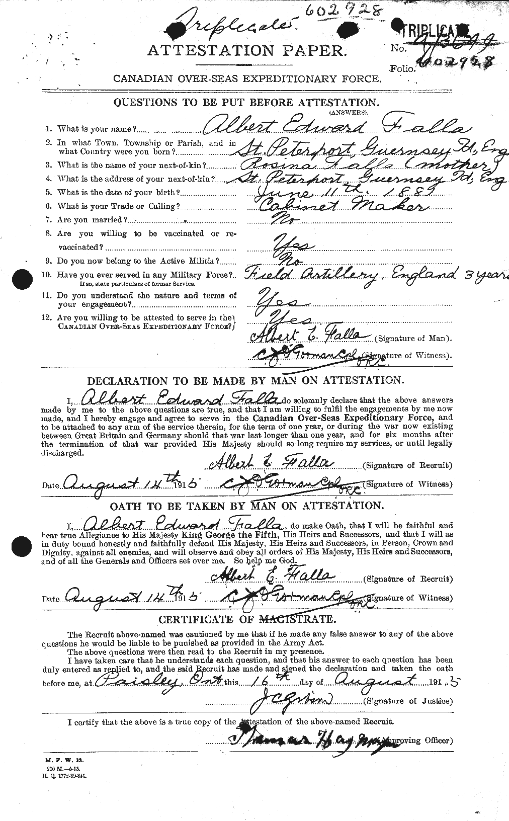 Personnel Records of the First World War - CEF 317091a