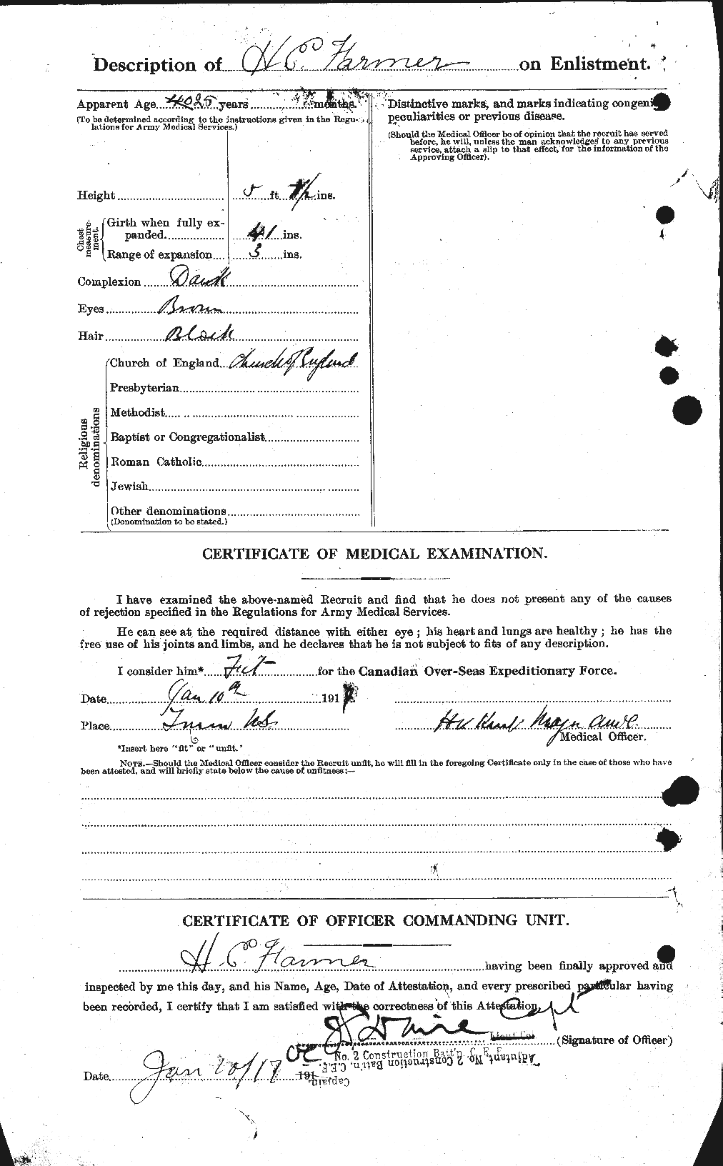 Dossiers du Personnel de la Première Guerre mondiale - CEC 317953b