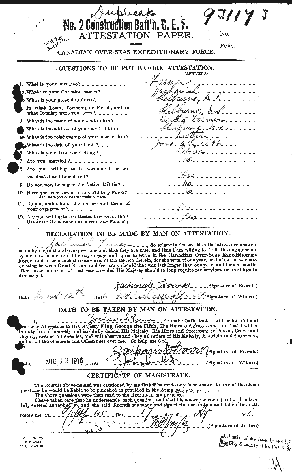 Personnel Records of the First World War - CEF 318438a