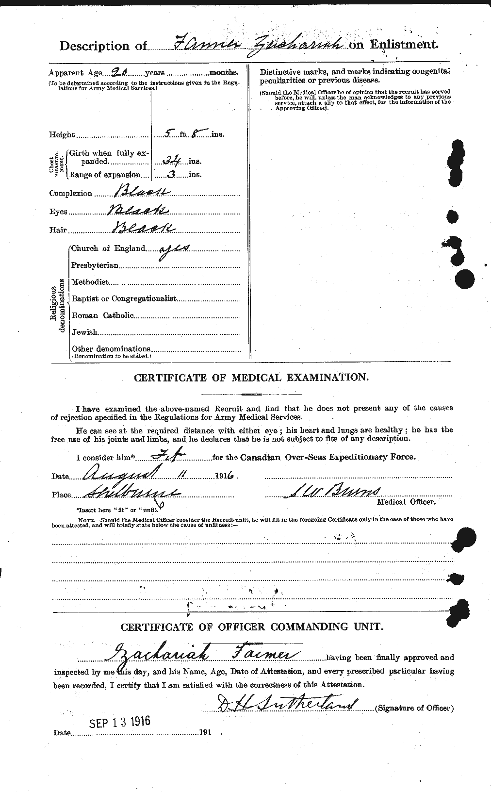 Dossiers du Personnel de la Première Guerre mondiale - CEC 318438b