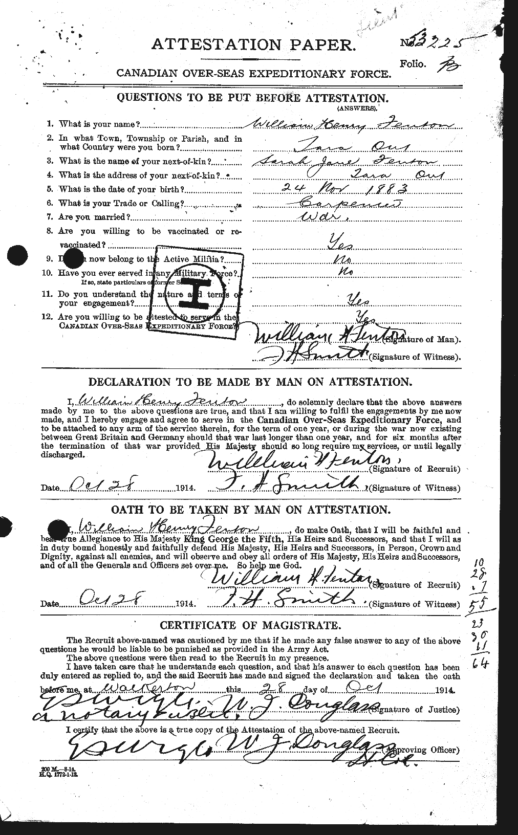 Dossiers du Personnel de la Première Guerre mondiale - CEC 318571a
