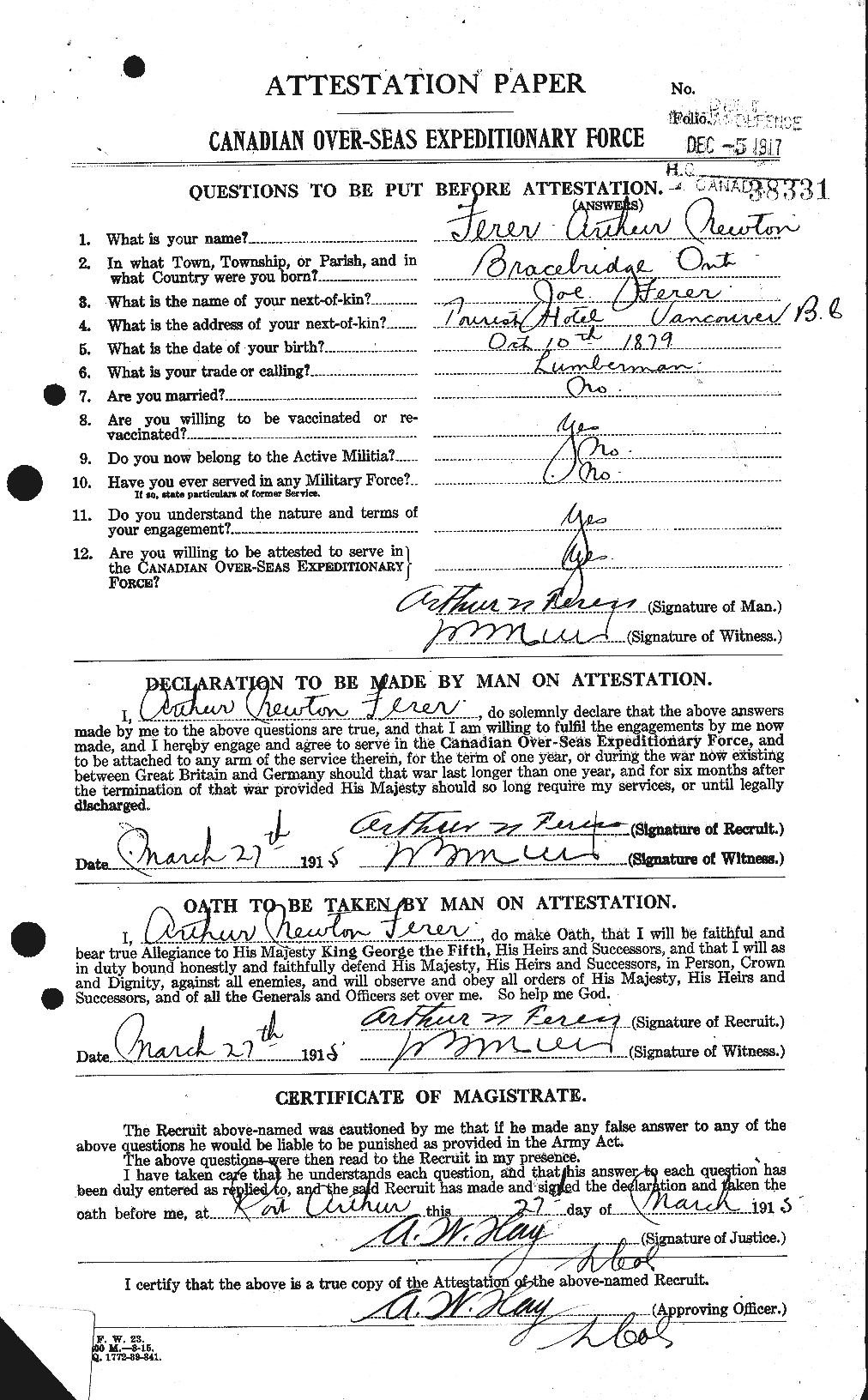 Personnel Records of the First World War - CEF 318647a