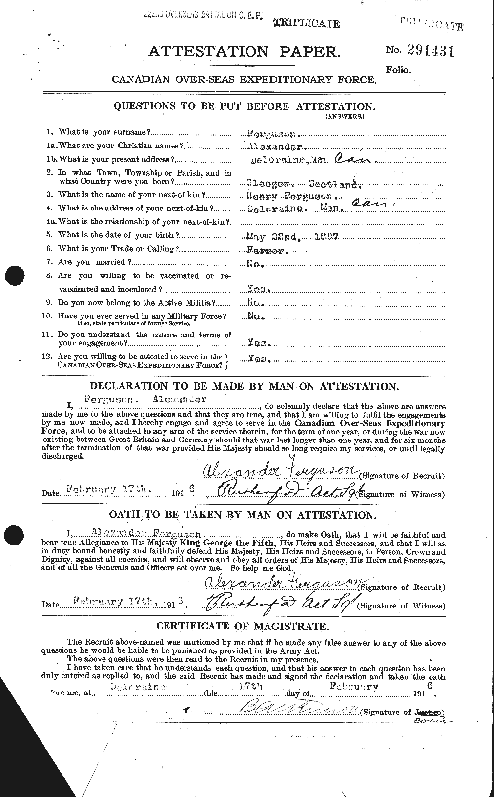 Personnel Records of the First World War - CEF 318846a