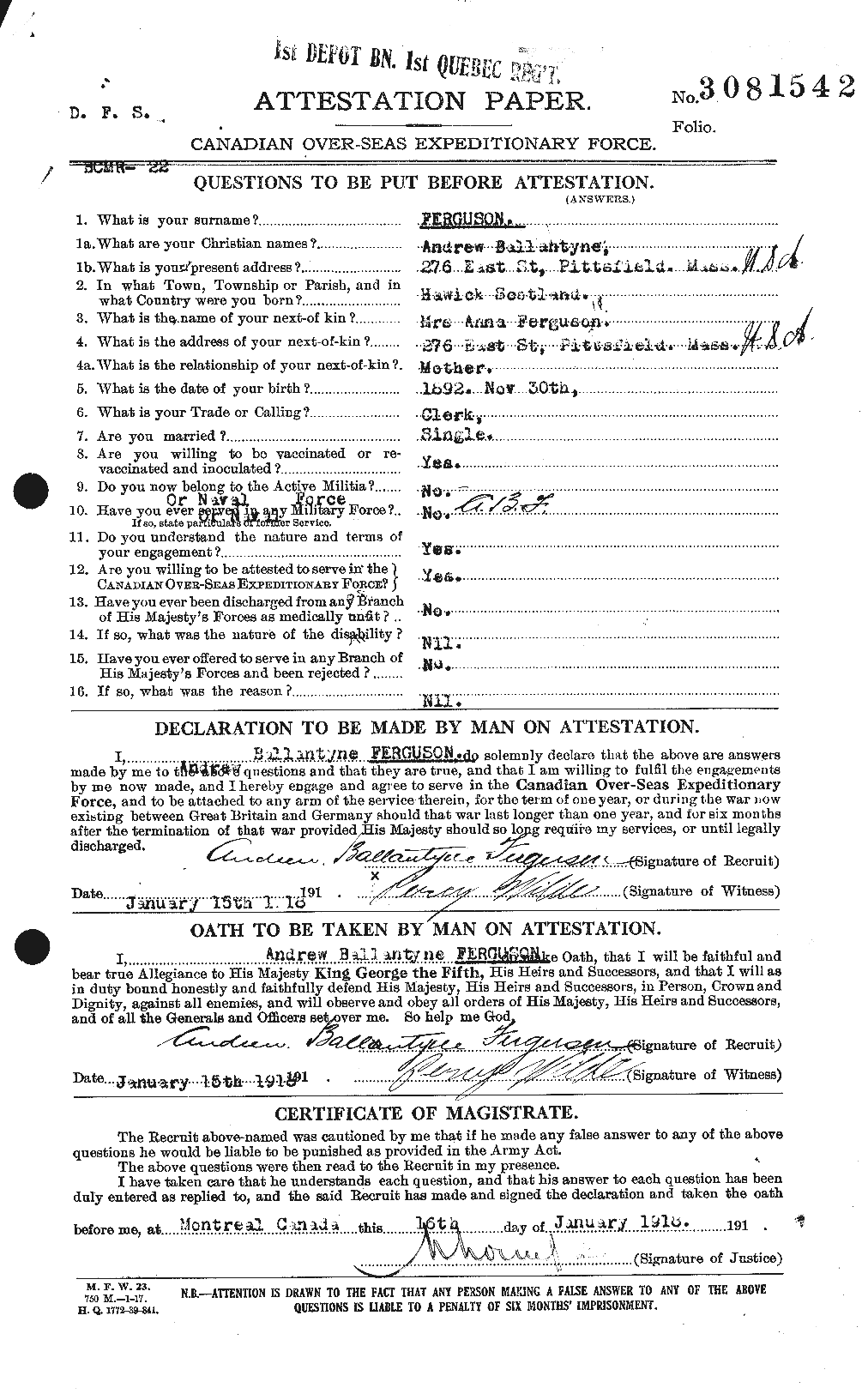 Personnel Records of the First World War - CEF 318884a