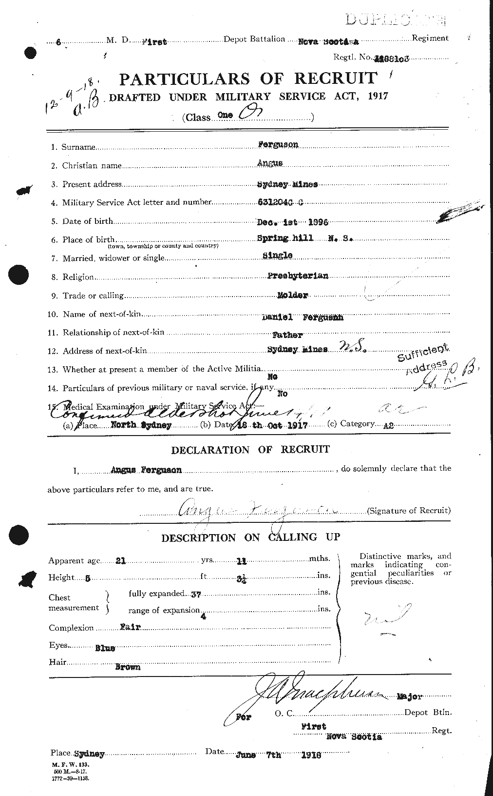 Personnel Records of the First World War - CEF 318888a