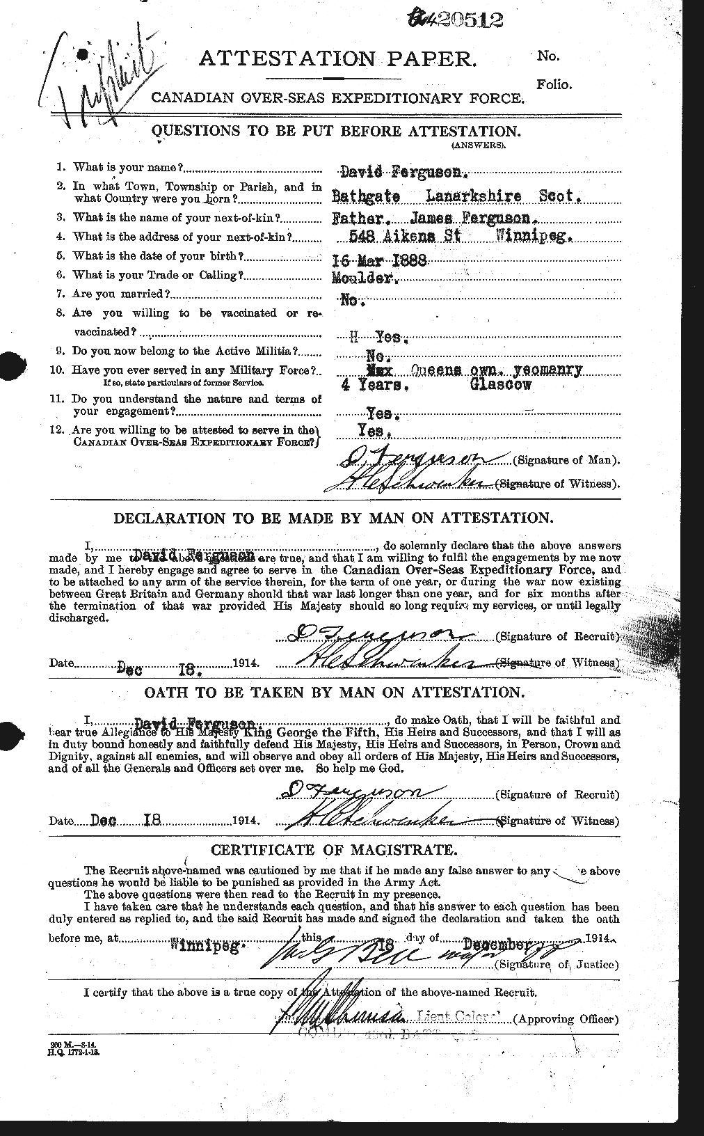 Personnel Records of the First World War - CEF 318983a