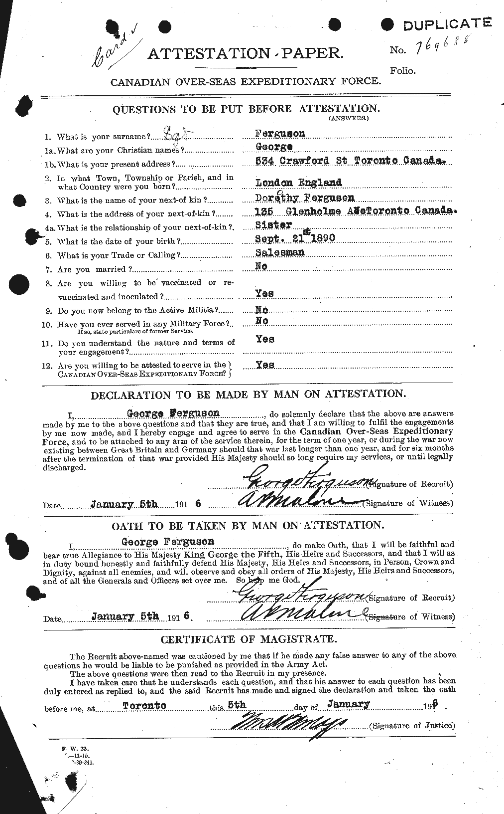 Personnel Records of the First World War - CEF 319091a