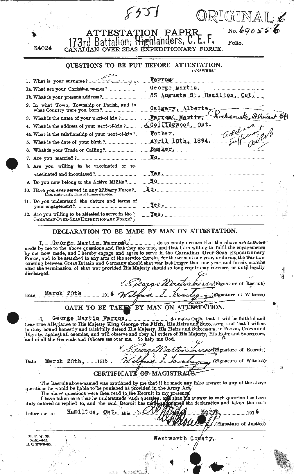 Personnel Records of the First World War - CEF 319161a