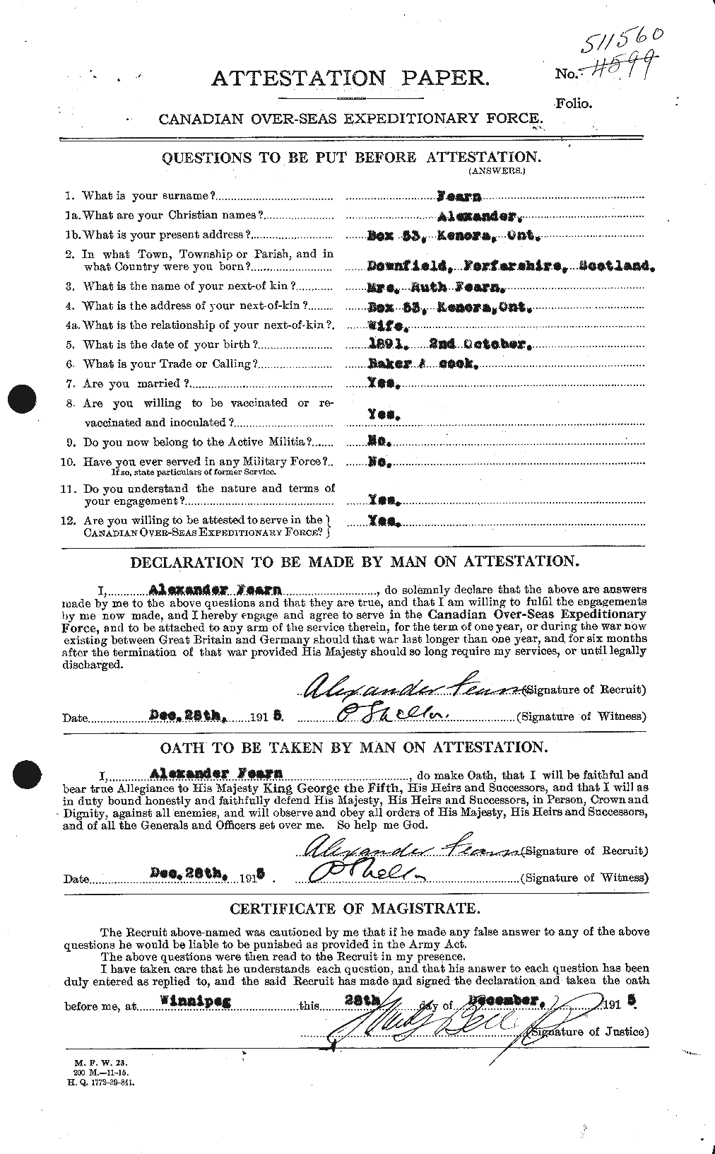 Personnel Records of the First World War - CEF 319563a