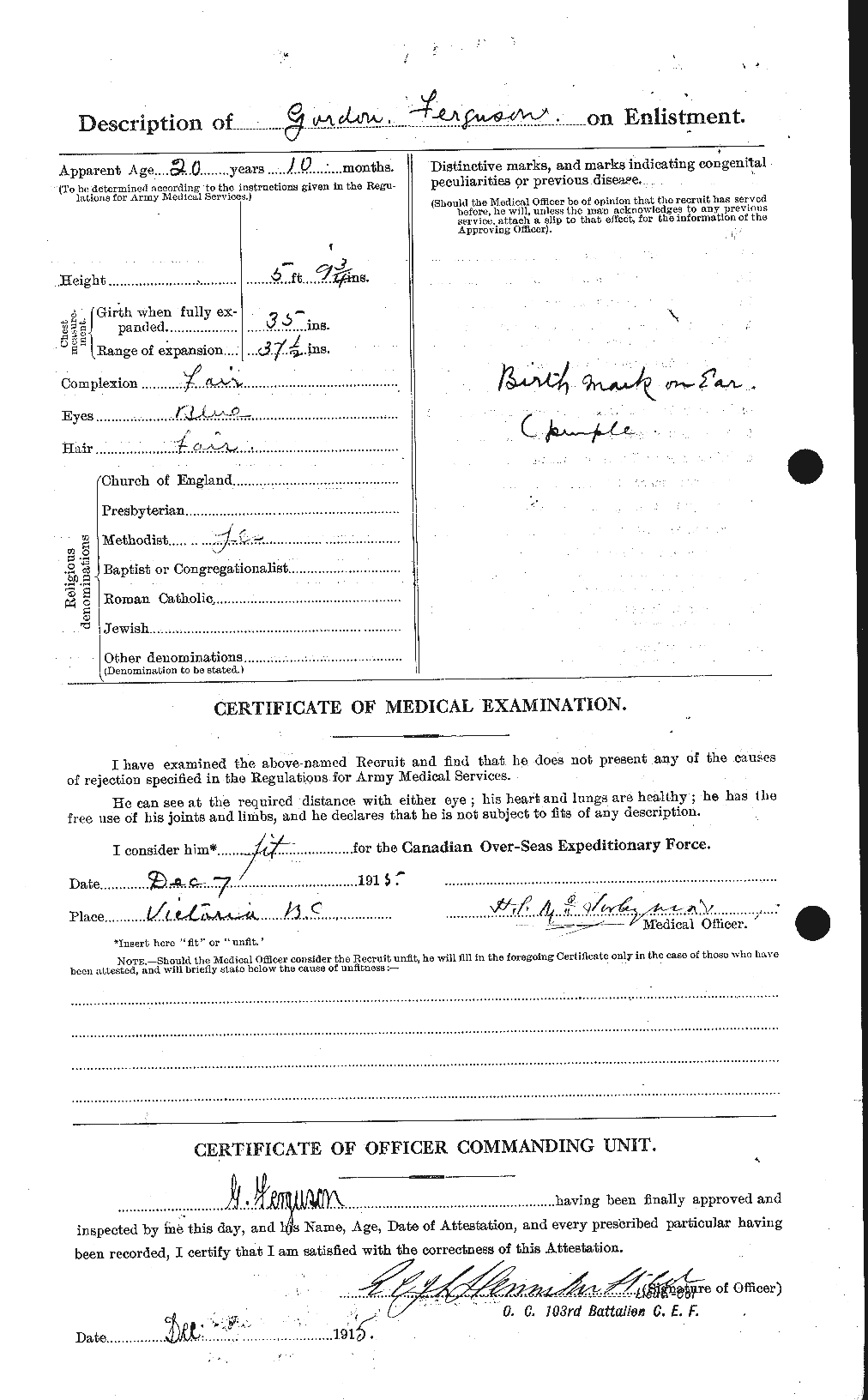 Personnel Records of the First World War - CEF 320153b
