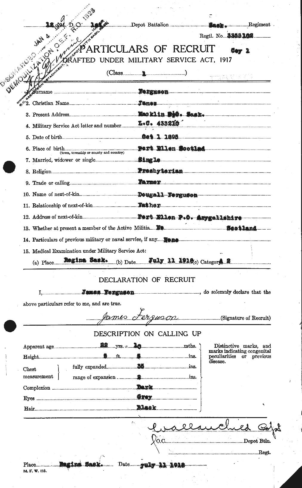 Personnel Records of the First World War - CEF 320233a