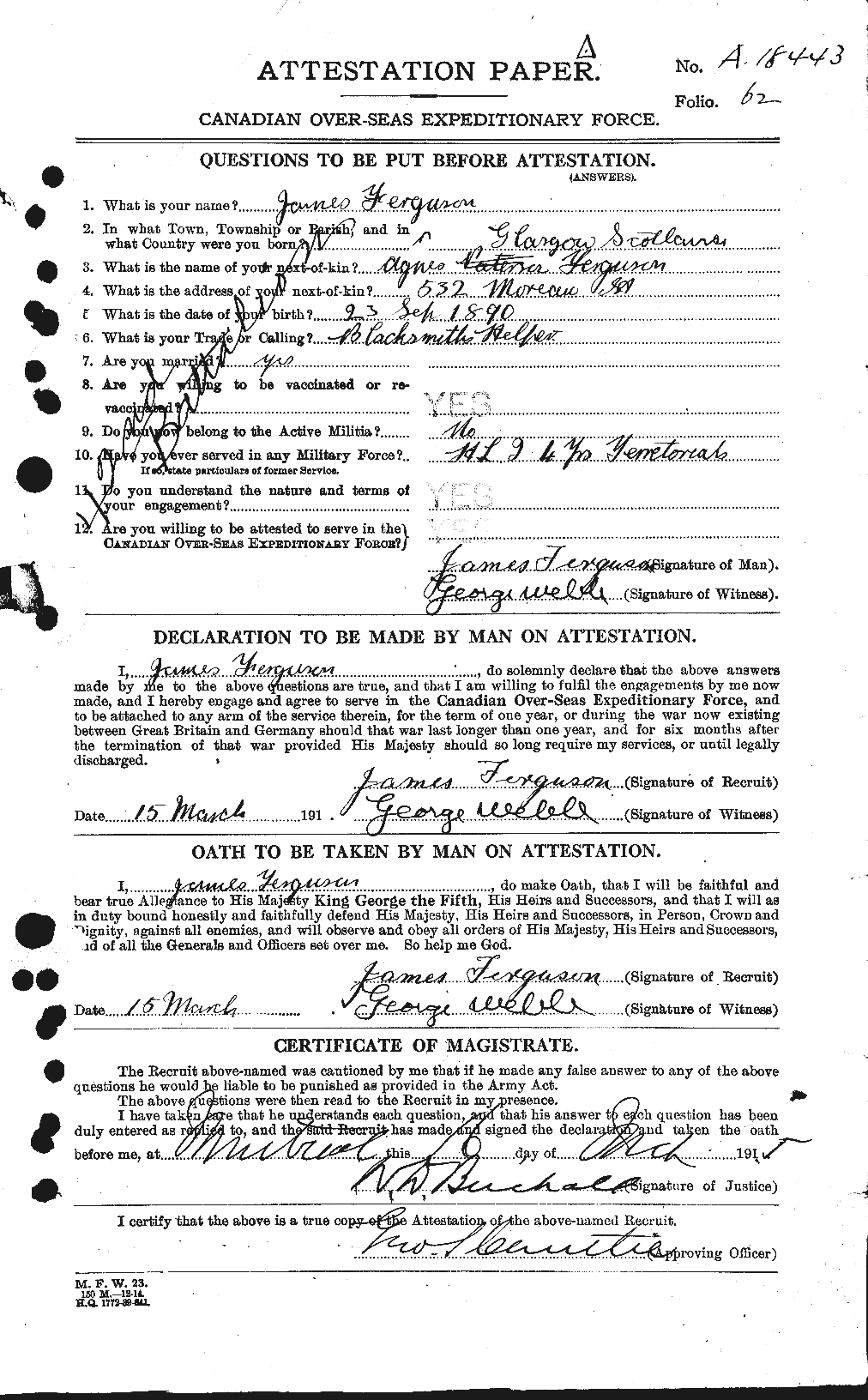 Personnel Records of the First World War - CEF 320243a