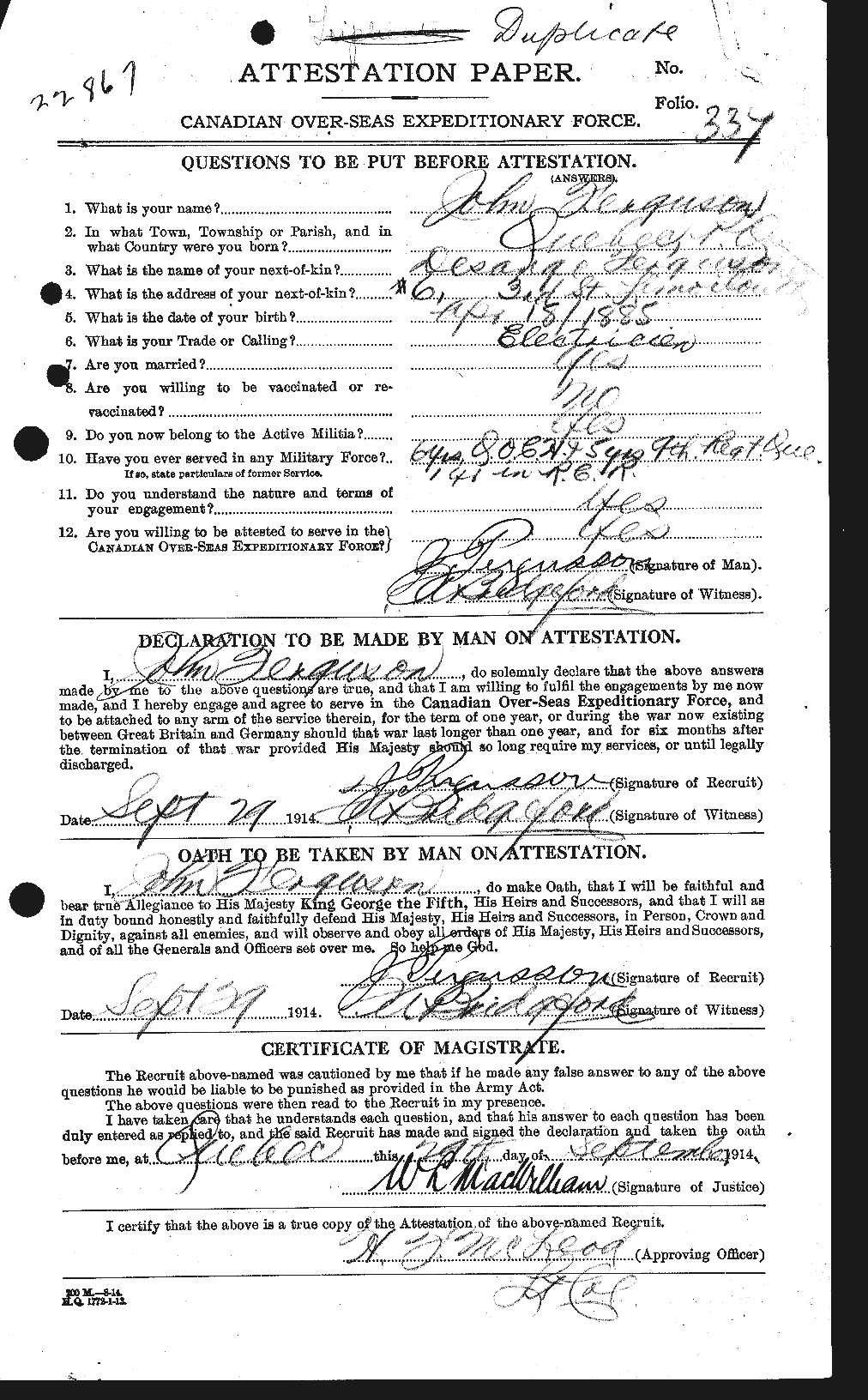 Personnel Records of the First World War - CEF 320303a