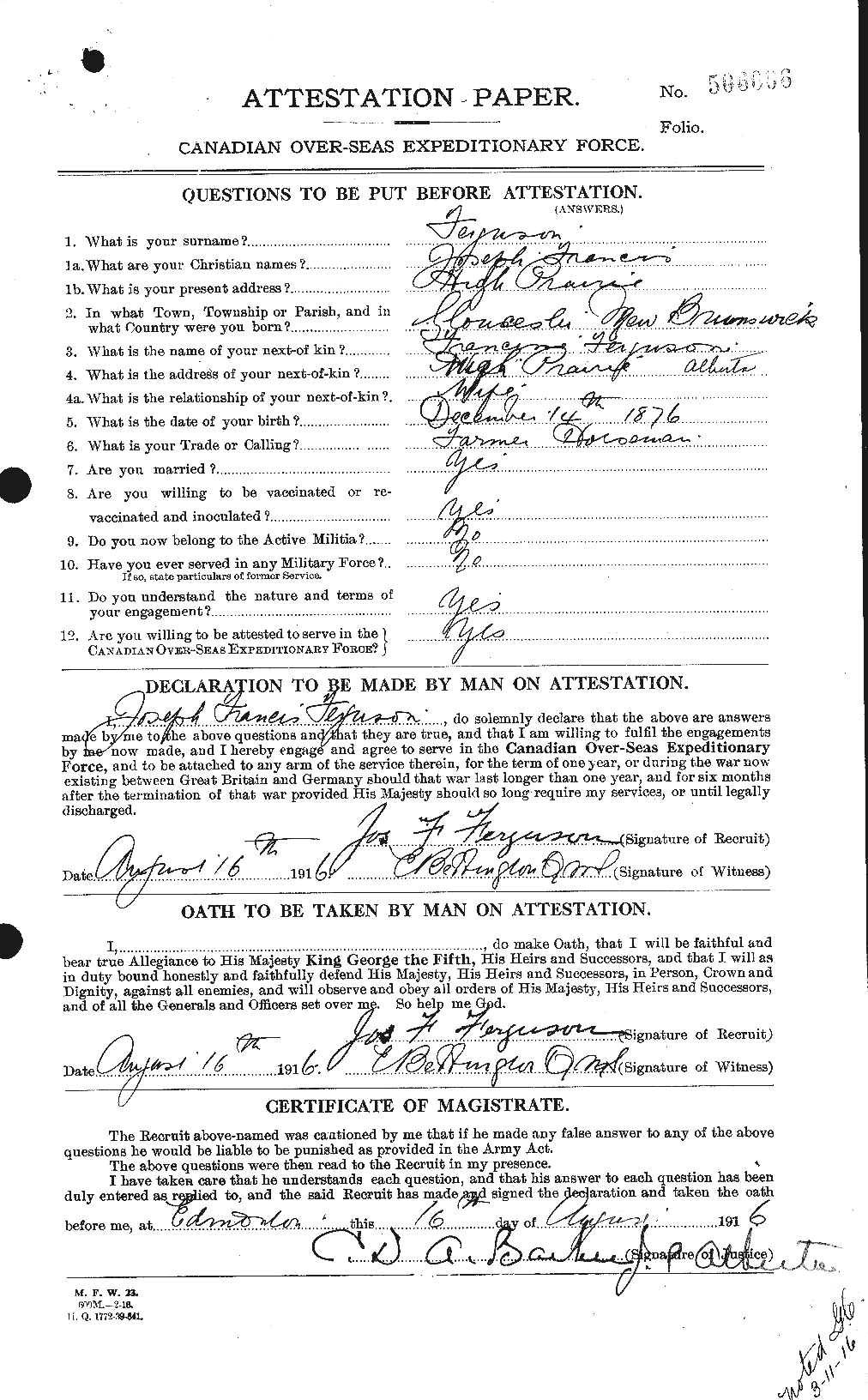Personnel Records of the First World War - CEF 320390a