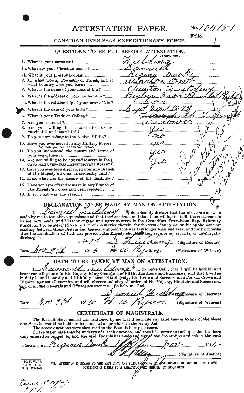 Personnel Records of the First World War - CEF 320951a