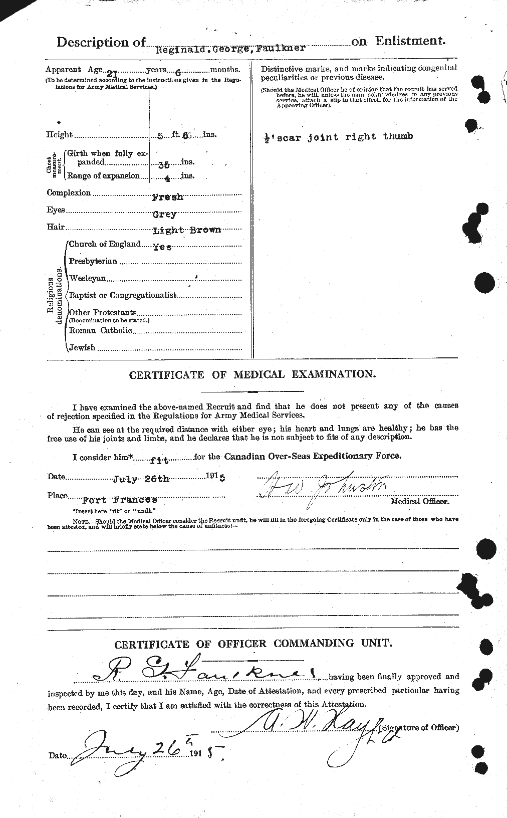 Dossiers du Personnel de la Première Guerre mondiale - CEC 321300b