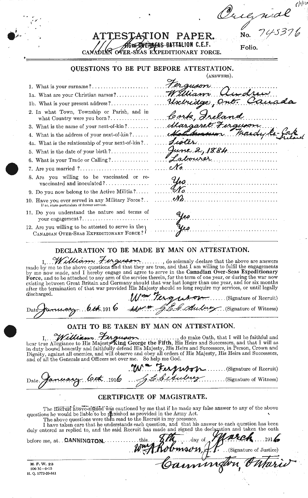 Personnel Records of the First World War - CEF 321750a