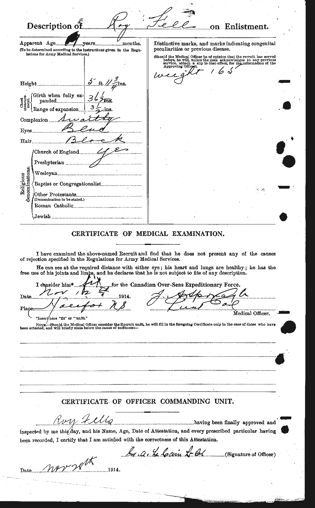 Dossiers du Personnel de la Première Guerre mondiale - CEC 321996b
