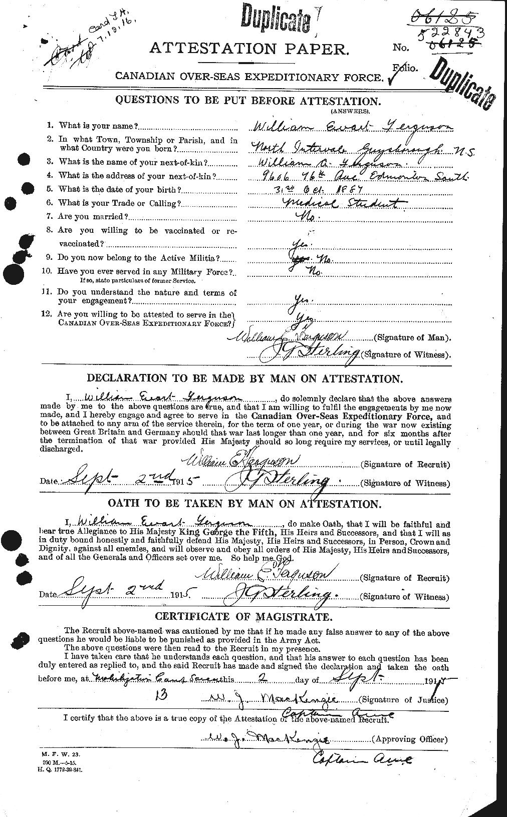 Personnel Records of the First World War - CEF 322097a