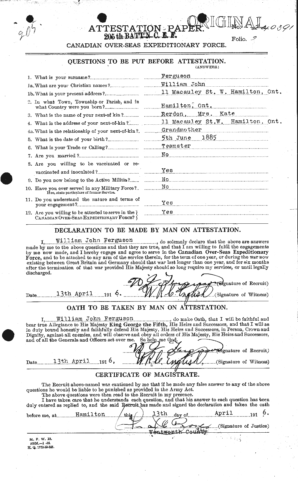 Personnel Records of the First World War - CEF 322119a