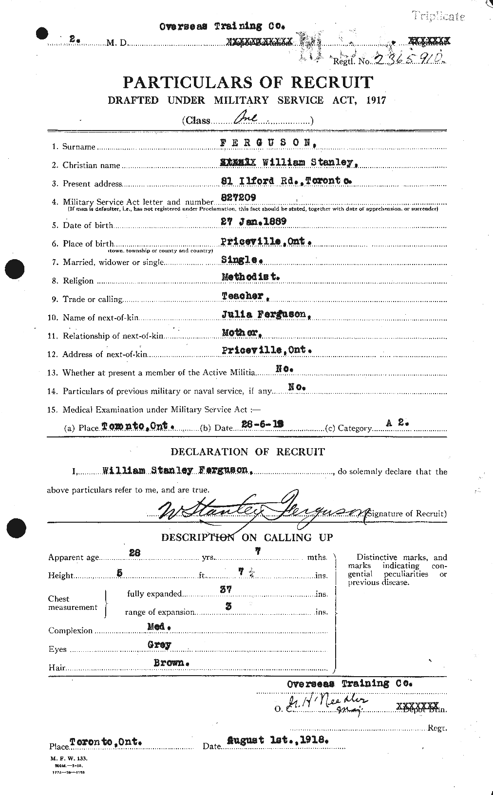 Personnel Records of the First World War - CEF 322137a