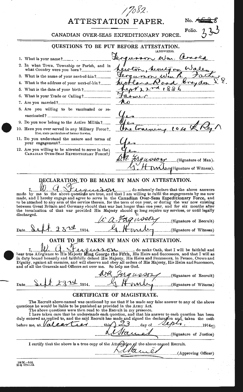 Personnel Records of the First World War - CEF 322172a