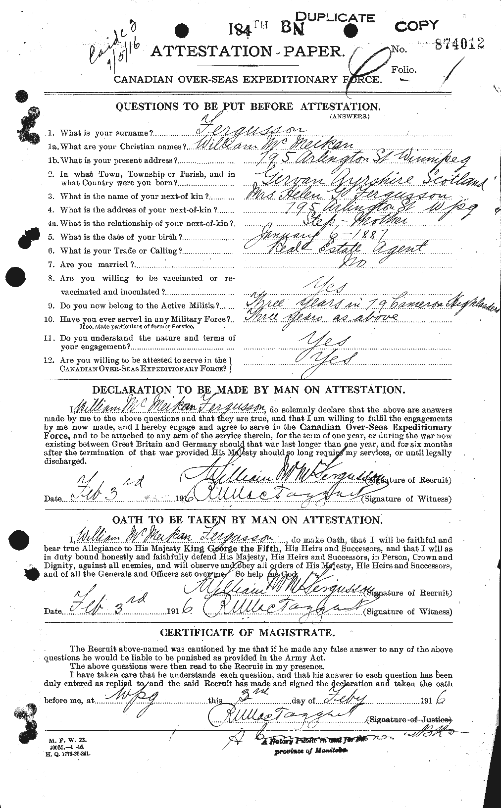 Personnel Records of the First World War - CEF 322174a